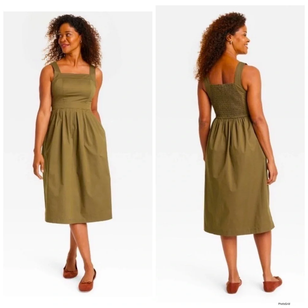 Knox Rose Olive Green A Line Dress - Picture 1 of 1
